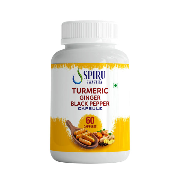 Spiru Swastha Turmeric + Ginger + Black Pepper | Nano Curcumin with Piperine for Joint & Muscle Support | 100% Vegetarian 60 Capsules
