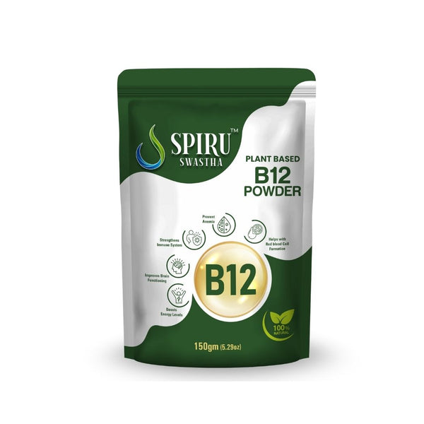 Spiru Swastha Plant-Based B12 Powder – Natural Blend of 6 Superfoods for Energy, Immunity & Overall Wellness (150g)
