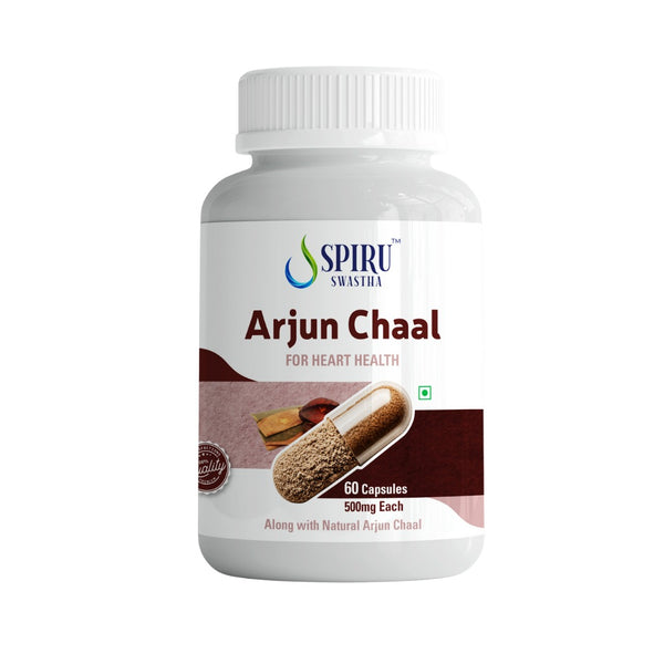 Spiru Swastha Arjuna Chaal Capsules | Ayurvedic Wellness for Heart Care, Blood Pressure & Overall Cardiovascular Health - 60 Veg Capsules