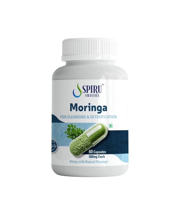 Spiru Swastha Moringa Capsule 60 | Pure & Natural Drumstick Leaf | Herbal Multivitamin for Skin, Hair, Immunity & Detox